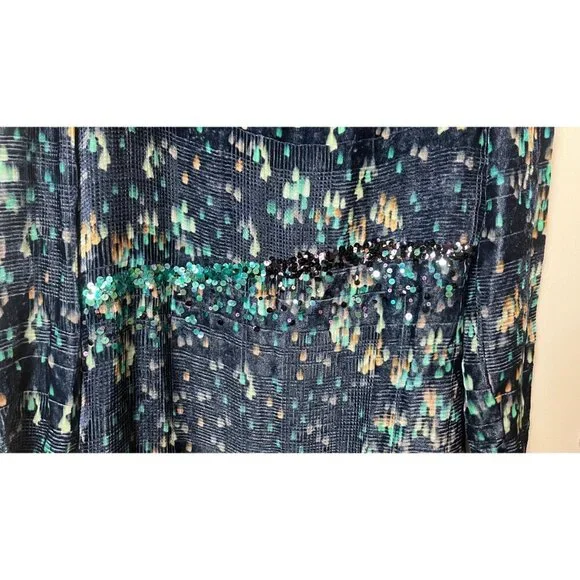 VANESSA BRUNO SILK BLEND FLORAL SEQUIN SHIFT DRESS 40 -6/8 - Picture 3 of 8